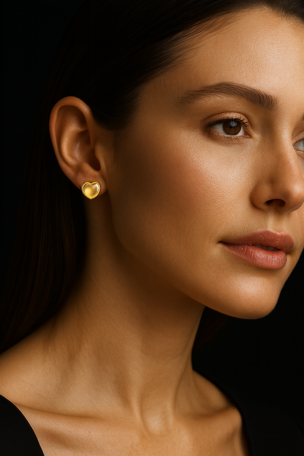 Naušnice u obliku srca s prirodnim zelenim Prenitom - Slika 3