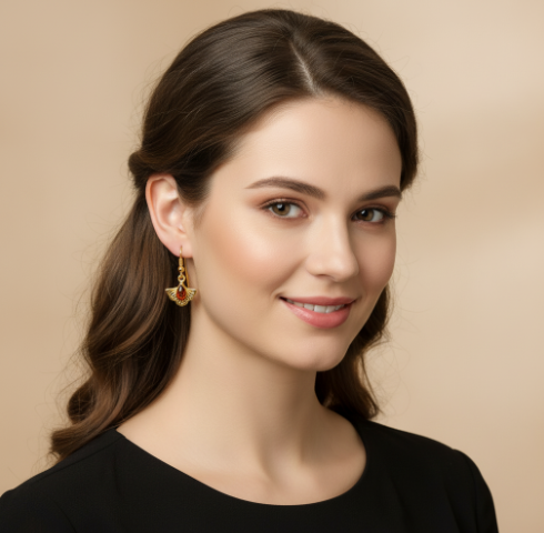 Viseće naušnice ginko s prirodnim jantarom