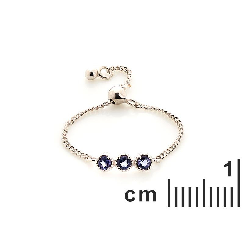 Podesivi prsten s više kamenja s plavim Jolitom - Slika 2