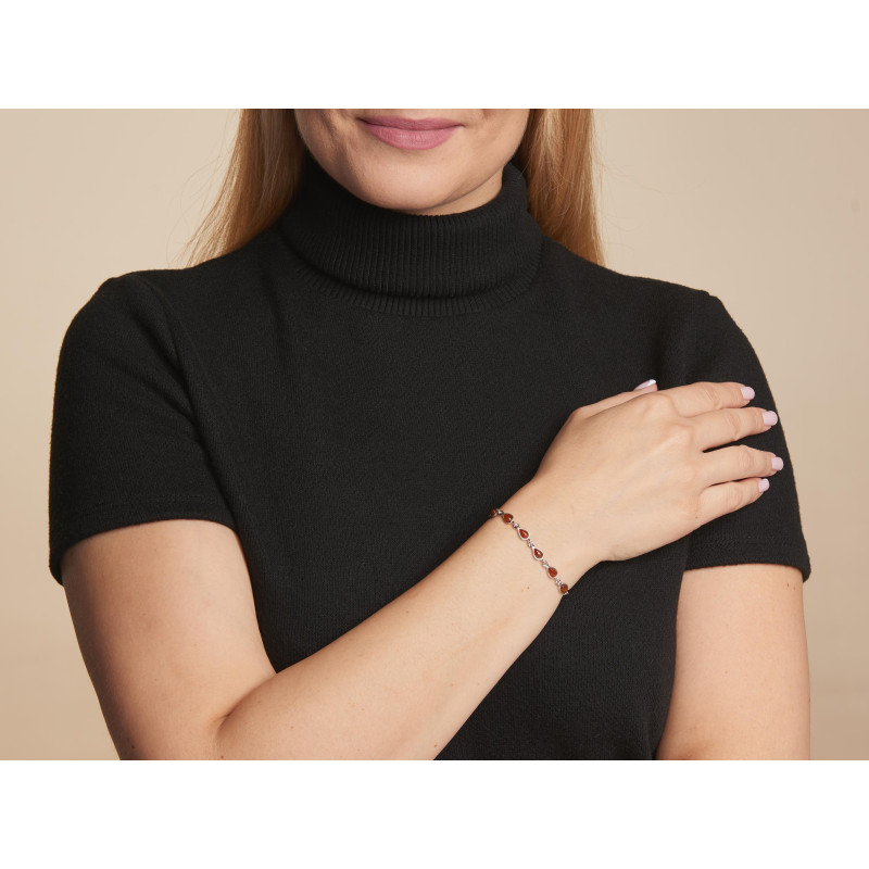 Narukvica s kapljicom jantara boje konjaka od rodija srebra 925 - Slika 3