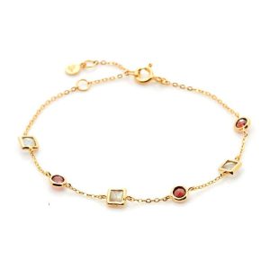 Narukvica s granatom i labradoritom od srebra pozlaćeno