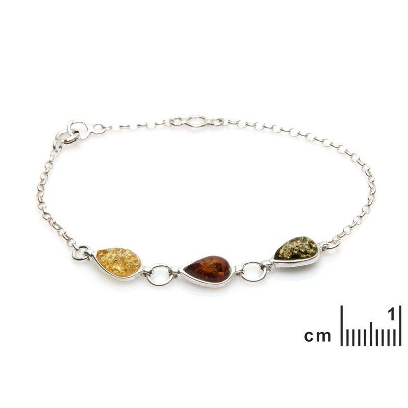 Narukvica s višebojnom jantarnom kapljicom - Slika 2