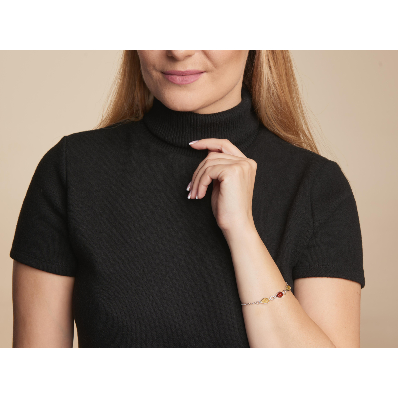 Narukvica s višebojnom jantarnom kapljicom - Slika 3