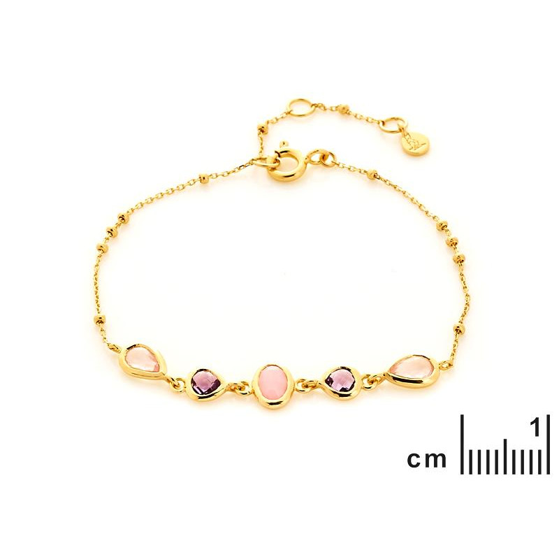 Narukvica Ružičasti Opal — Srebro 925 s 18k pozlatom - Slika 2