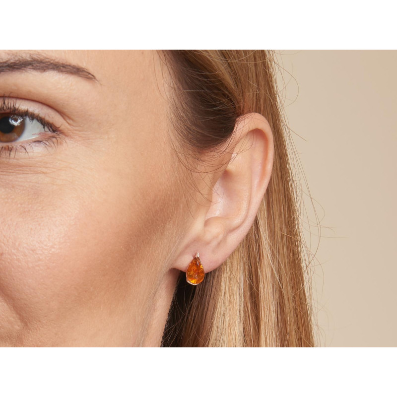 Naušnice s konjak jantarom iz kapljice Baltičkog mora - Slika 3