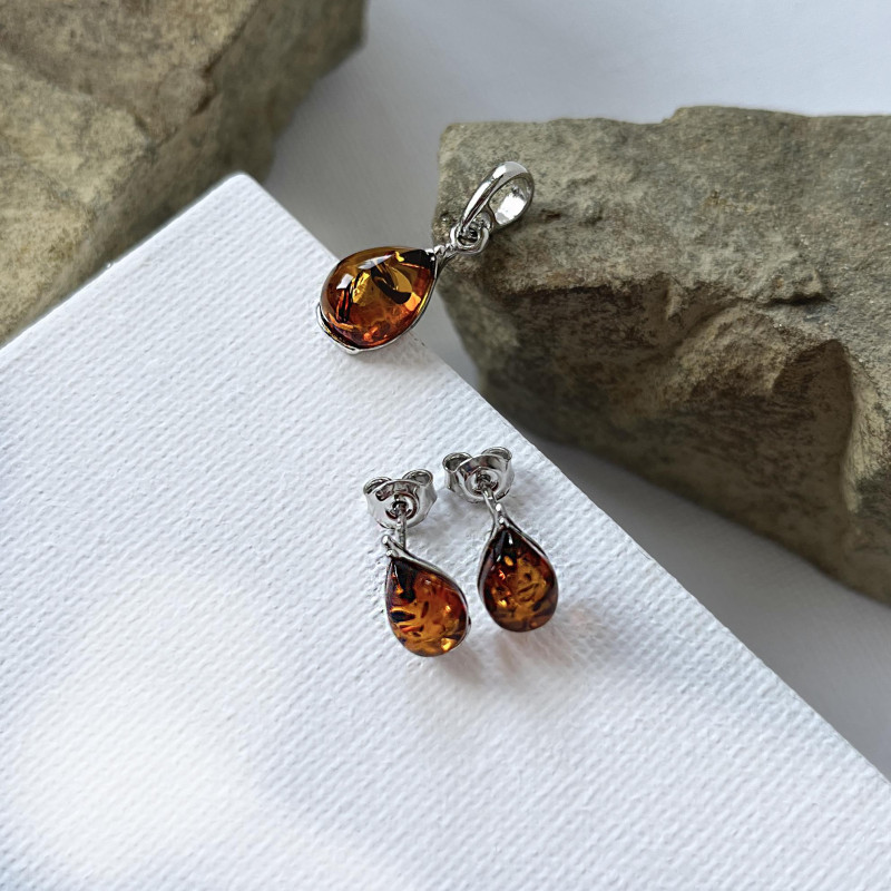 Naušnice s konjak jantarom iz kapljice Baltičkog mora - Slika 4