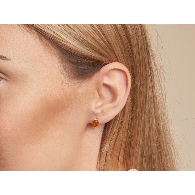 Naušnice s prirodnim jantarom boje konjaka - Slika 3