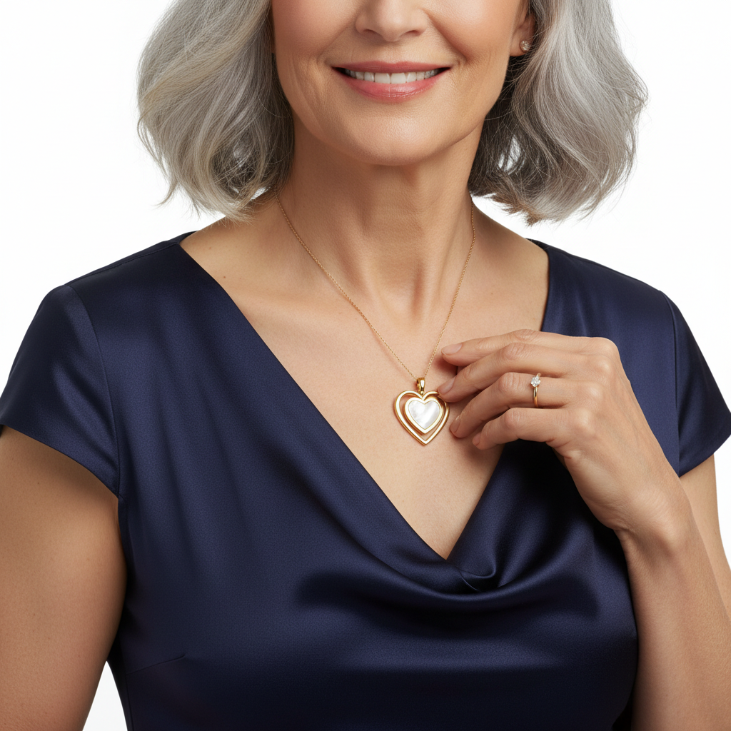 Ogrlica u obliku srca s prirodnim zelenim Prenitom