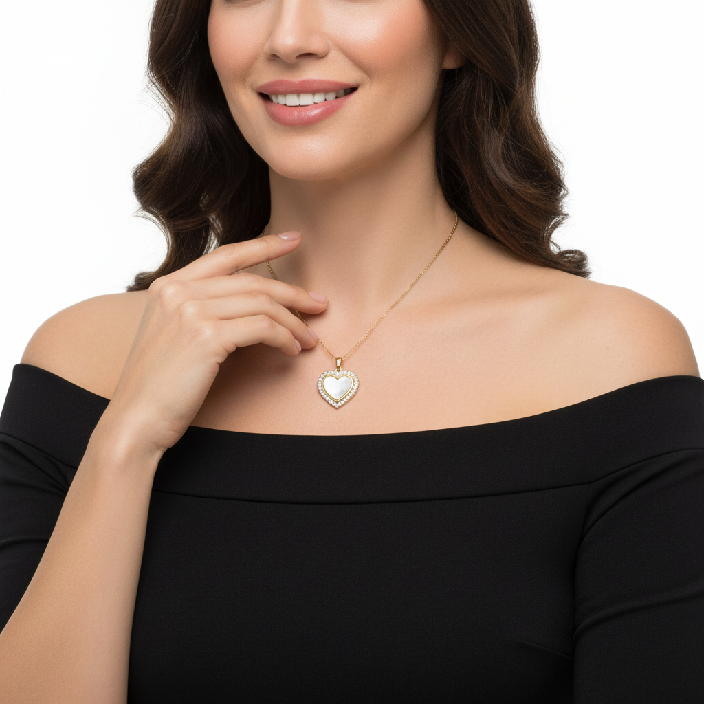 Ogrlica u obliku srca s prirodnim zelenim Prenitom