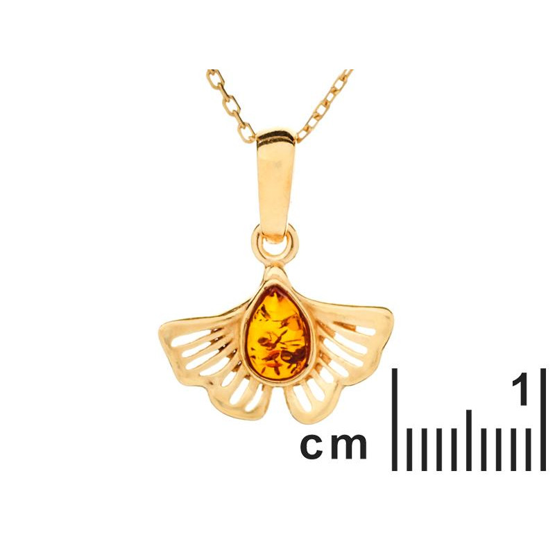Privjesak od ginka s kapljicom prirodnog Jantara boje konjaka - Slika 2