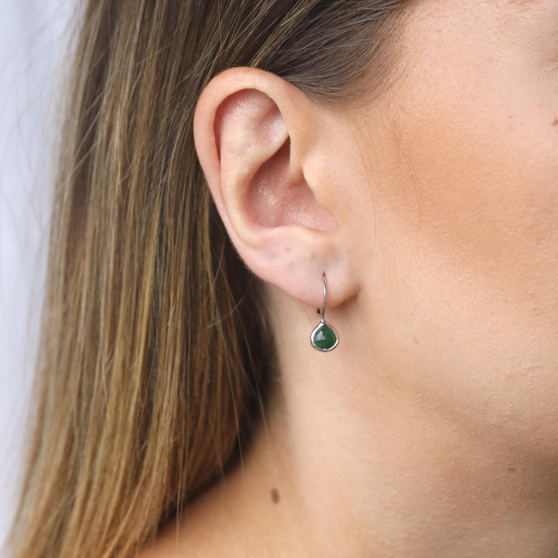 Naušnice u obliku srca s prirodnim zelenim Aventurinom - Slika 3