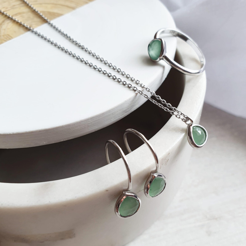 Naušnice u obliku srca s prirodnim zelenim Aventurinom - Slika 4