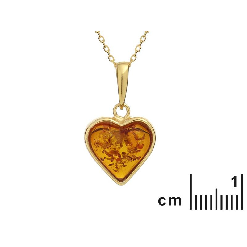 Privjesak u obliku srca s prirodnim Jantarom boje konjaka - Slika 2