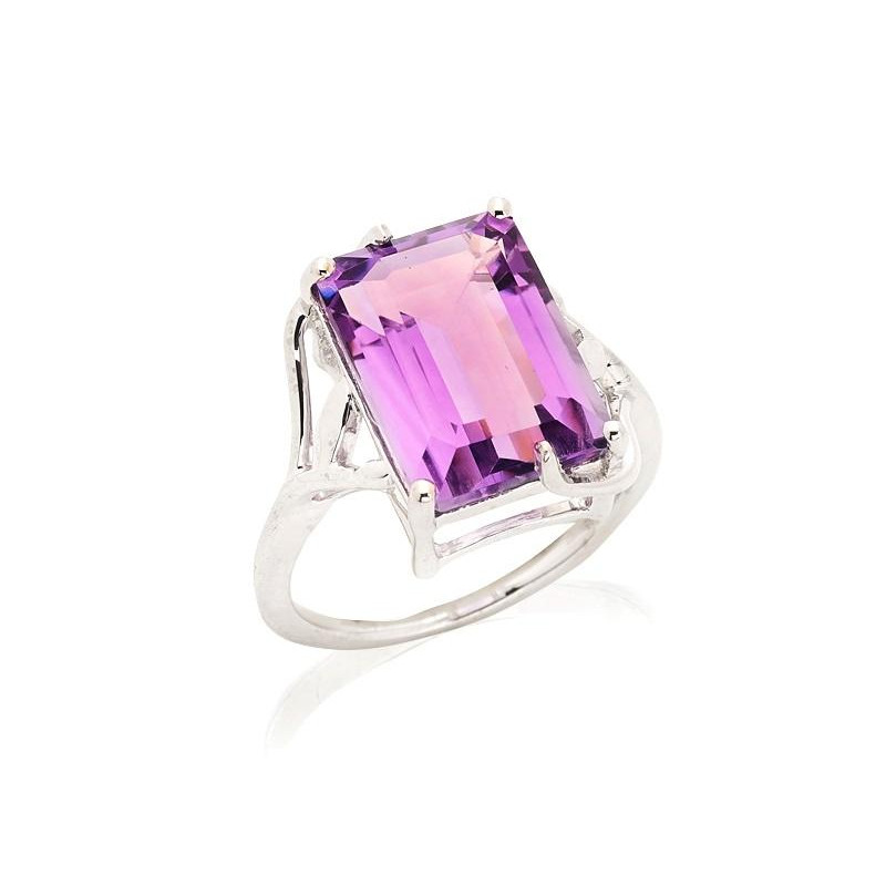 Elegantni prsten s prirodnim ljubičastim Ametistom u rodiniranom srebru 925