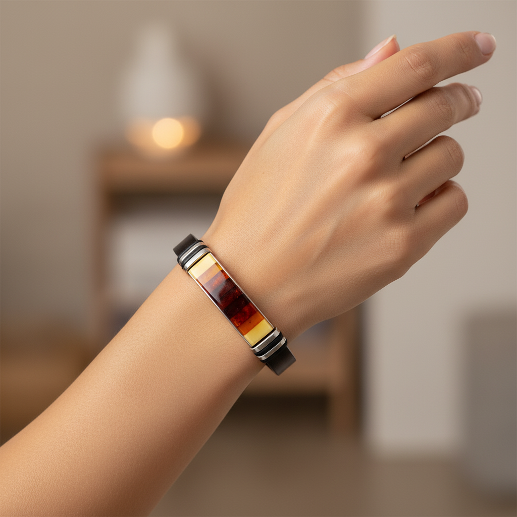 Narukvica s prirodnim raznobojnim jantarom iz Baltičkog mora - Slika 2