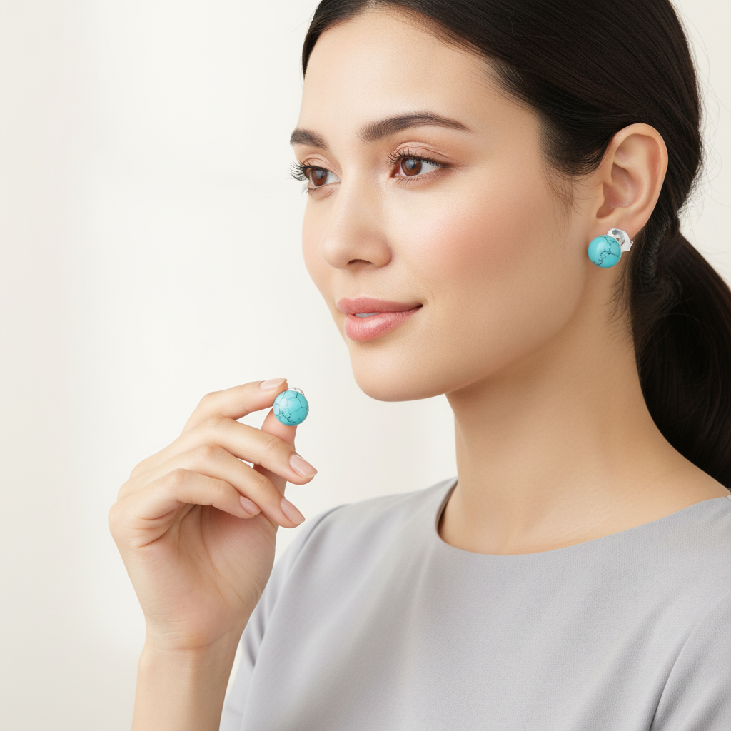 Naušnice s Tirkiznom kuglicom - Slika 2