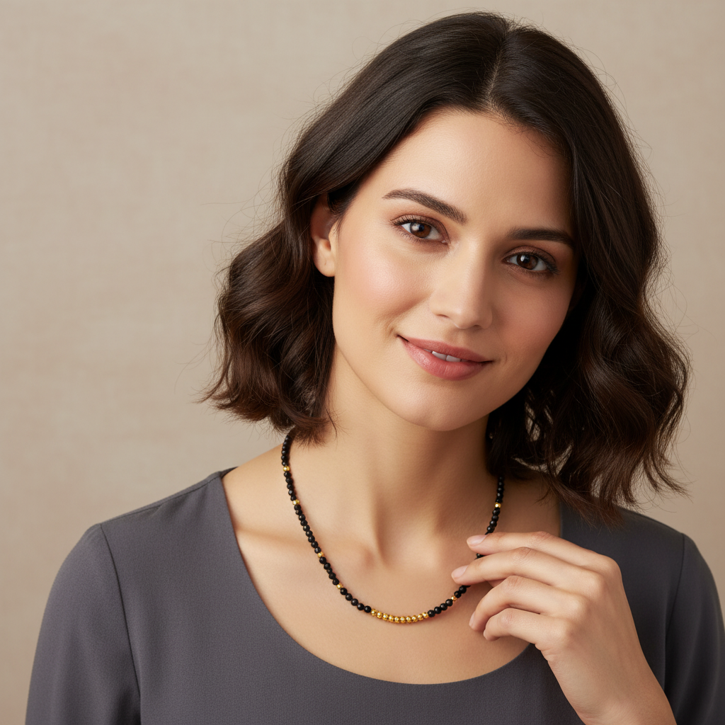 Ogrlica s prirodnim crnim Spinelom od Srebra - Slika 2