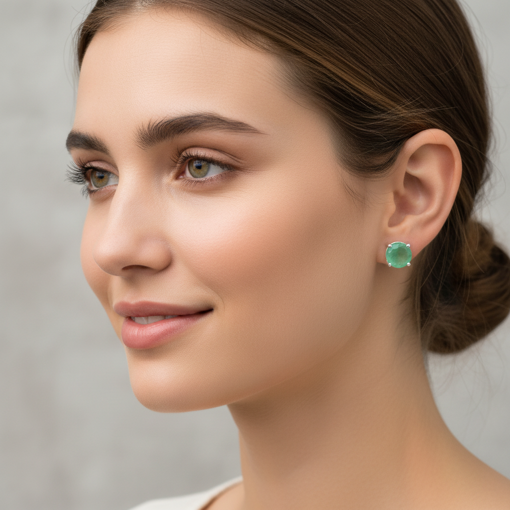 Okrugle naušnice s prirodnim zelenim Aventurinom - Slika 2