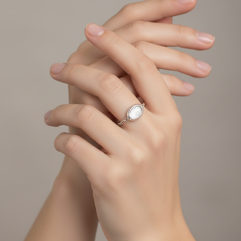 Podesivi Prsten s bijelim mjesečevim kamenom - Slika 3