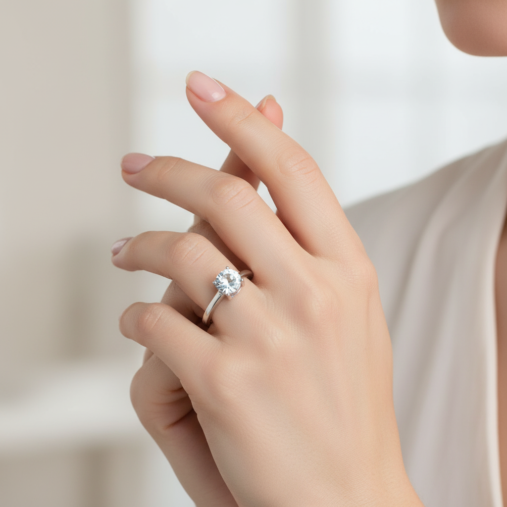 Prsten s okruglim prirodnim plavim Akvamarinom - Slika 3