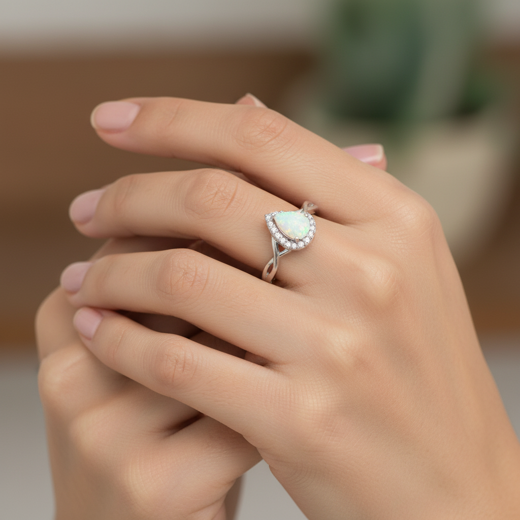 Prsten s Opalom i cirkonijevim oksidom 2,32g - Slika 3