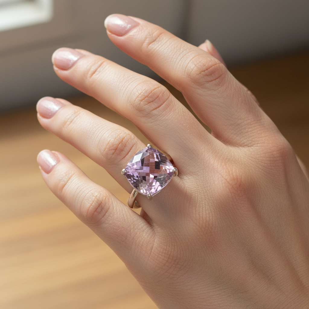 Prsten s prirodnim ljubičastim Ametistom - Slika 3