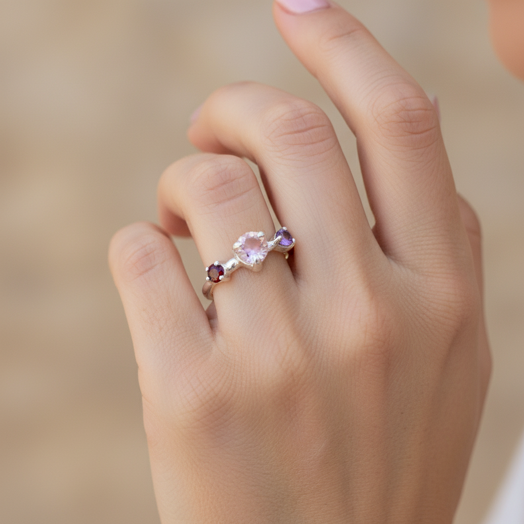 Prsten s prirodnim raznobojnim kamenjem - Slika 3