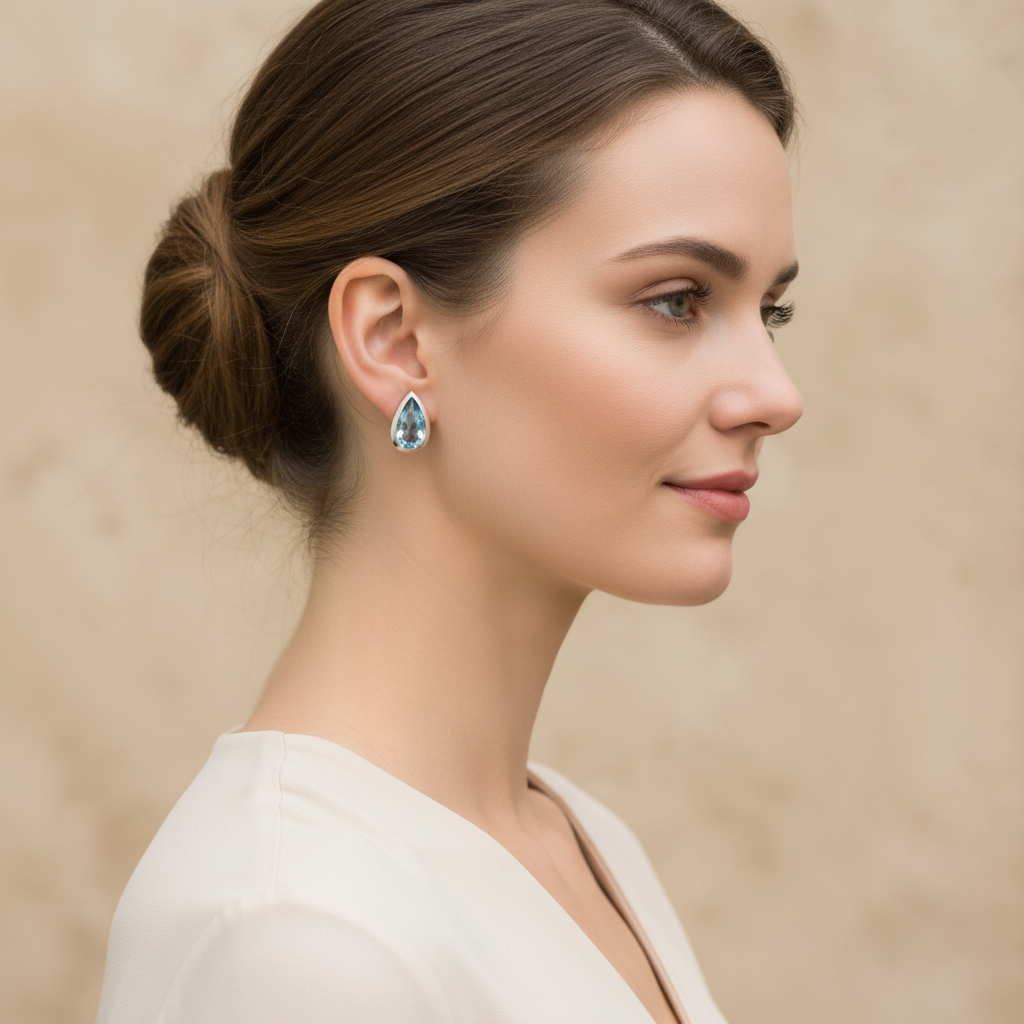 Viseće naušnice od prirodnog plavog Kalcedona - Slika 3