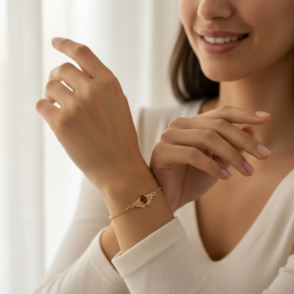 Narukvica od Ginka s jantarom boje konjaka - Slika 3