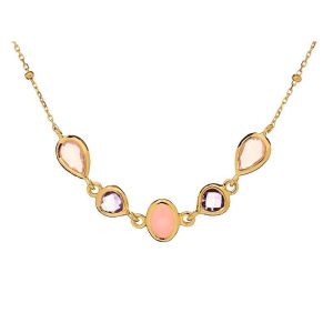 Ogrlica s kapljicom prirodnog ružičastog Opala