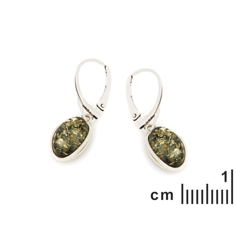 Ovalne viseće naušnice od zelenog Jantara - Slika 2