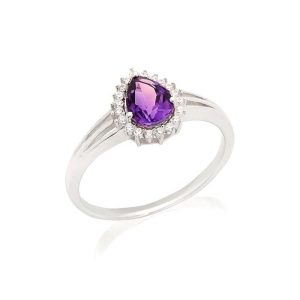 Prsten s Ametistom i cirkonijevim oksidom
