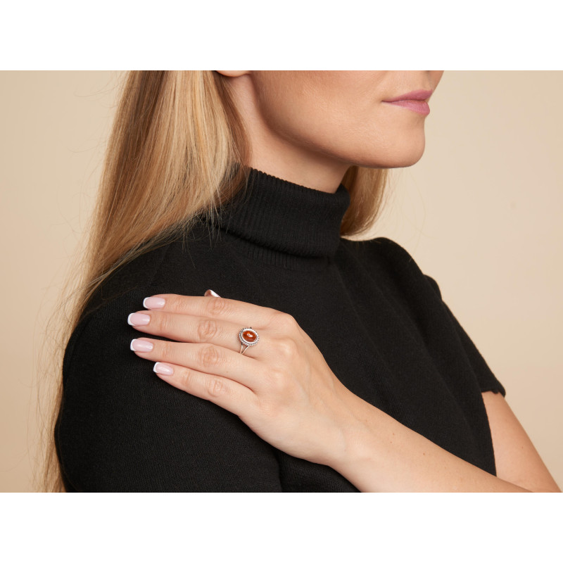 Prsten s ovalnim baltičkim Jantarom boje konjaka - Slika 3