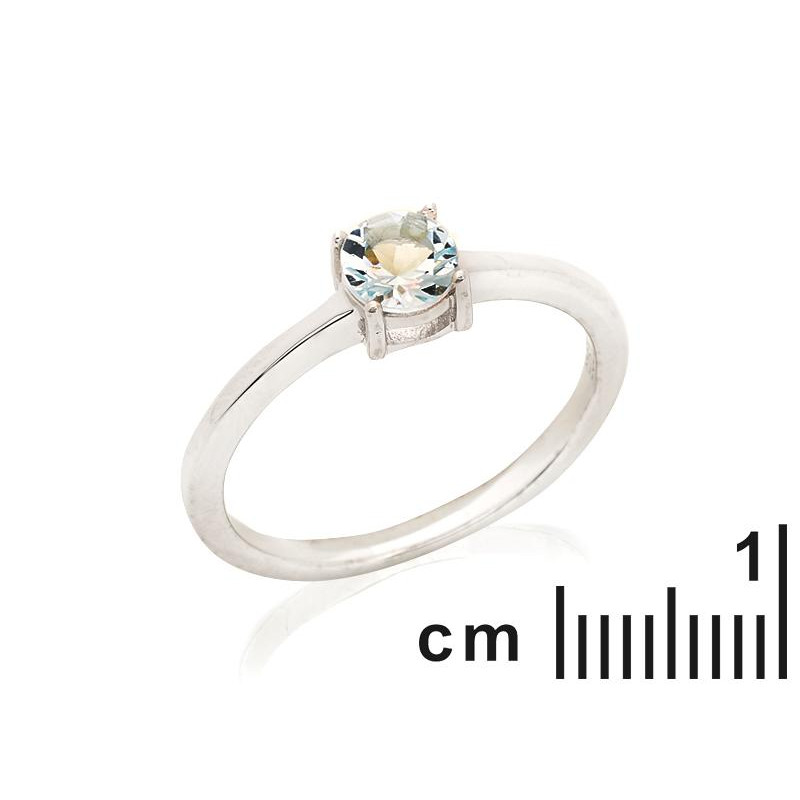 Prsten s okruglim prirodnim plavim Akvamarinom - Slika 2