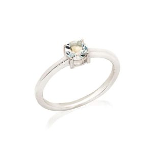 Prsten s okruglim prirodnim plavim Akvamarinom