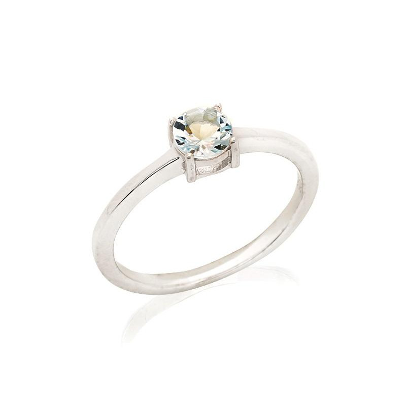 Prsten s okruglim prirodnim plavim Akvamarinom