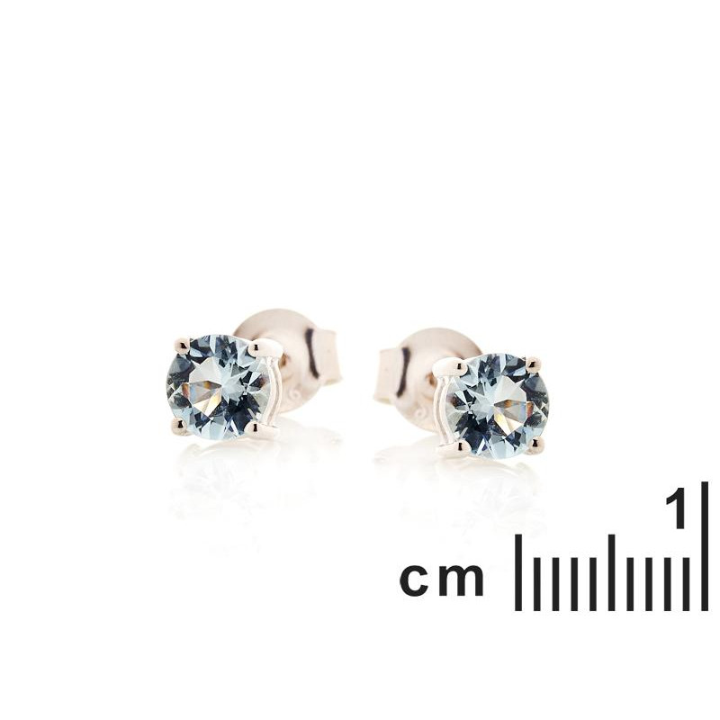 Okrugle naušnice s prirodnim plavim Akvamarinom - Slika 2