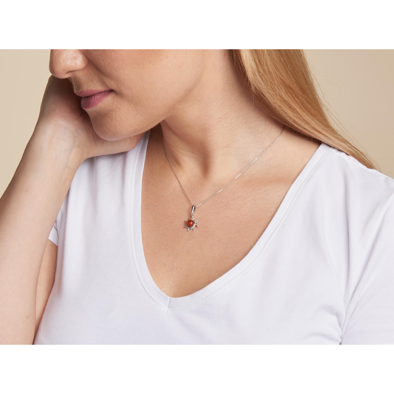 Privjesak Sunce s okruglim Jantarom boje konjak - Slika 2