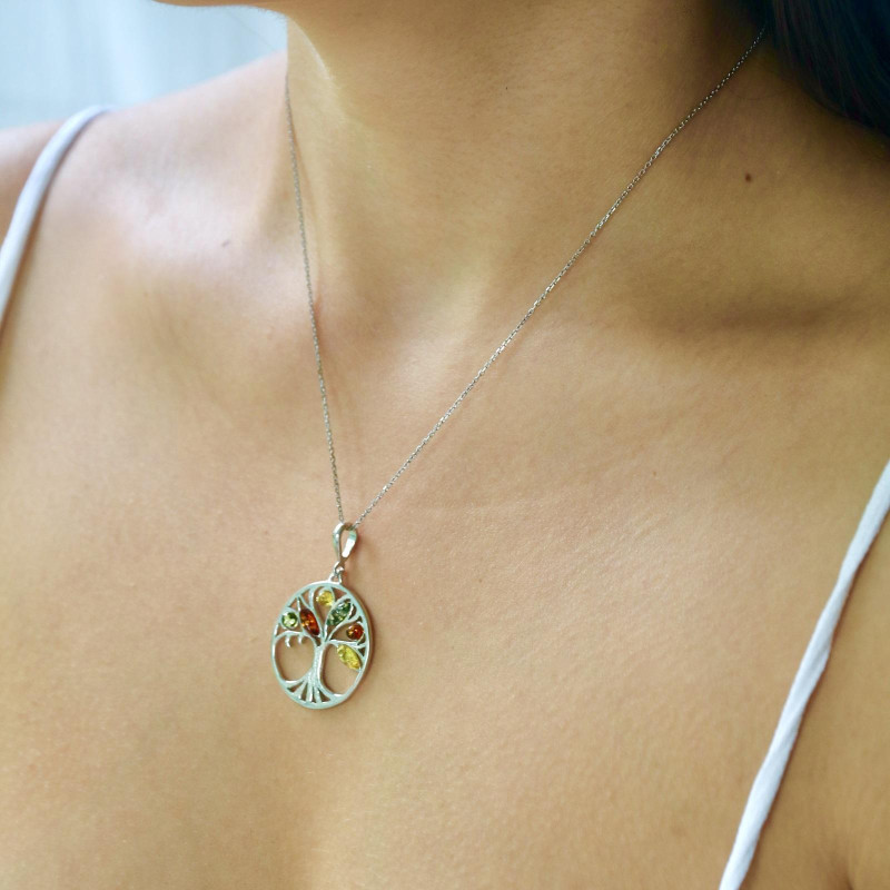 Privjesak Drvo života s raznobojnim Jantarnim kamenjem - Slika 3