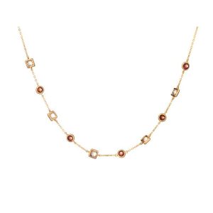 Elegantna Ogrlica s granatom i labradoritom, pozlaćeno srebro 925, 42+3 cm