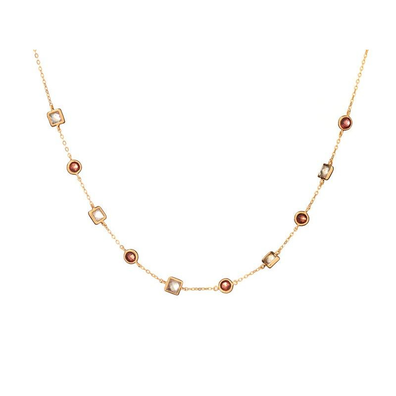 Elegantna Ogrlica s granatom i labradoritom, pozlaćeno srebro 925, 42+3 cm